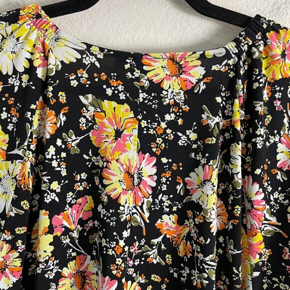 Lane Bryant Womens Plus 22/24 Floral Tie Front Top Long Sleeve Shirt - Picture 9 of 10